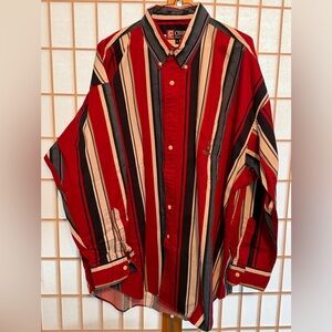 Vintage 90s Chaps Ralph Lauren Striped Button Down Shirt XXL - Red/Navy/Cream